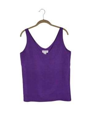 Compagnie International Express Vintage Purple Silk V-Neck Tank Top Womens Small